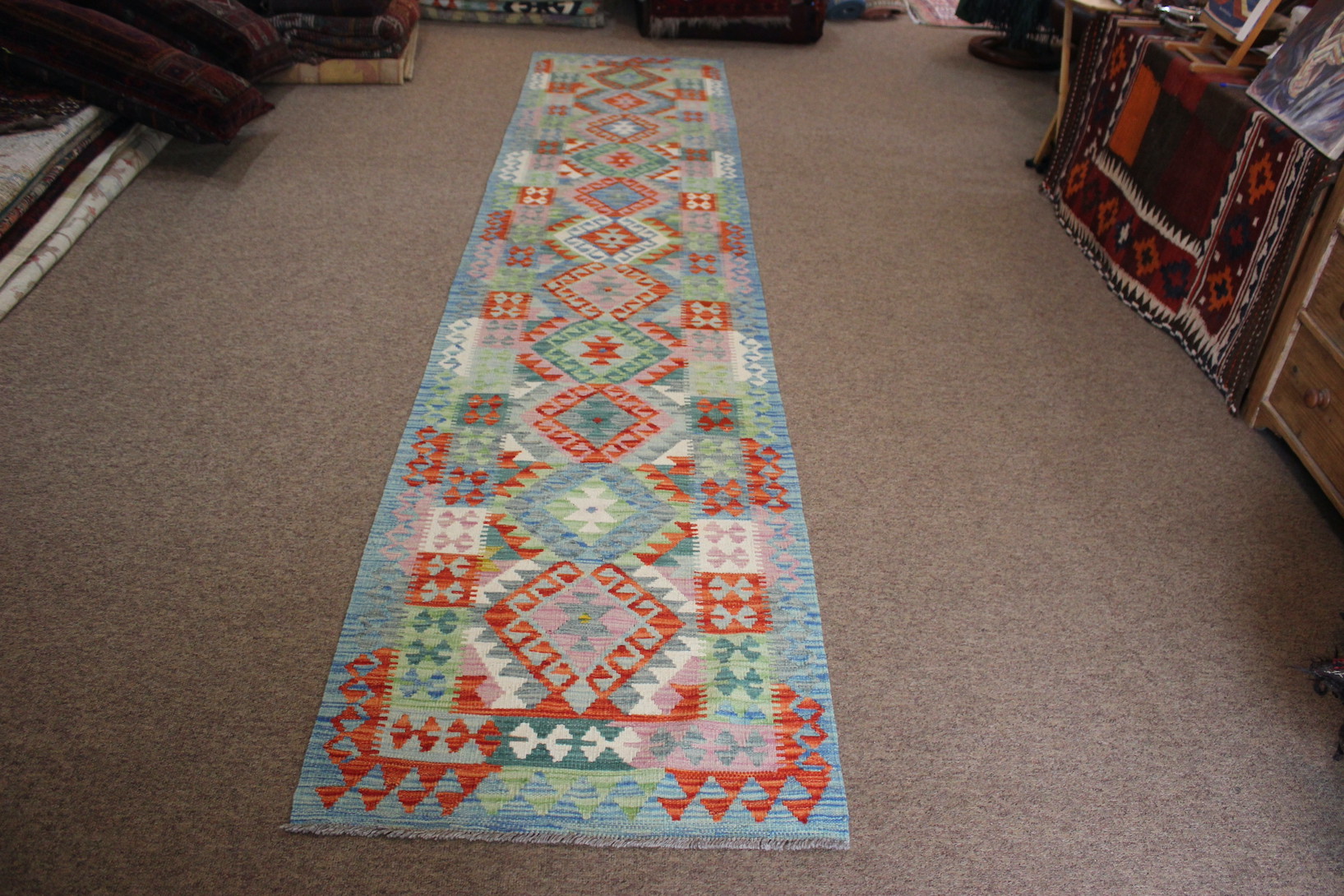 Extra Long Veg Dye Kilim Runner