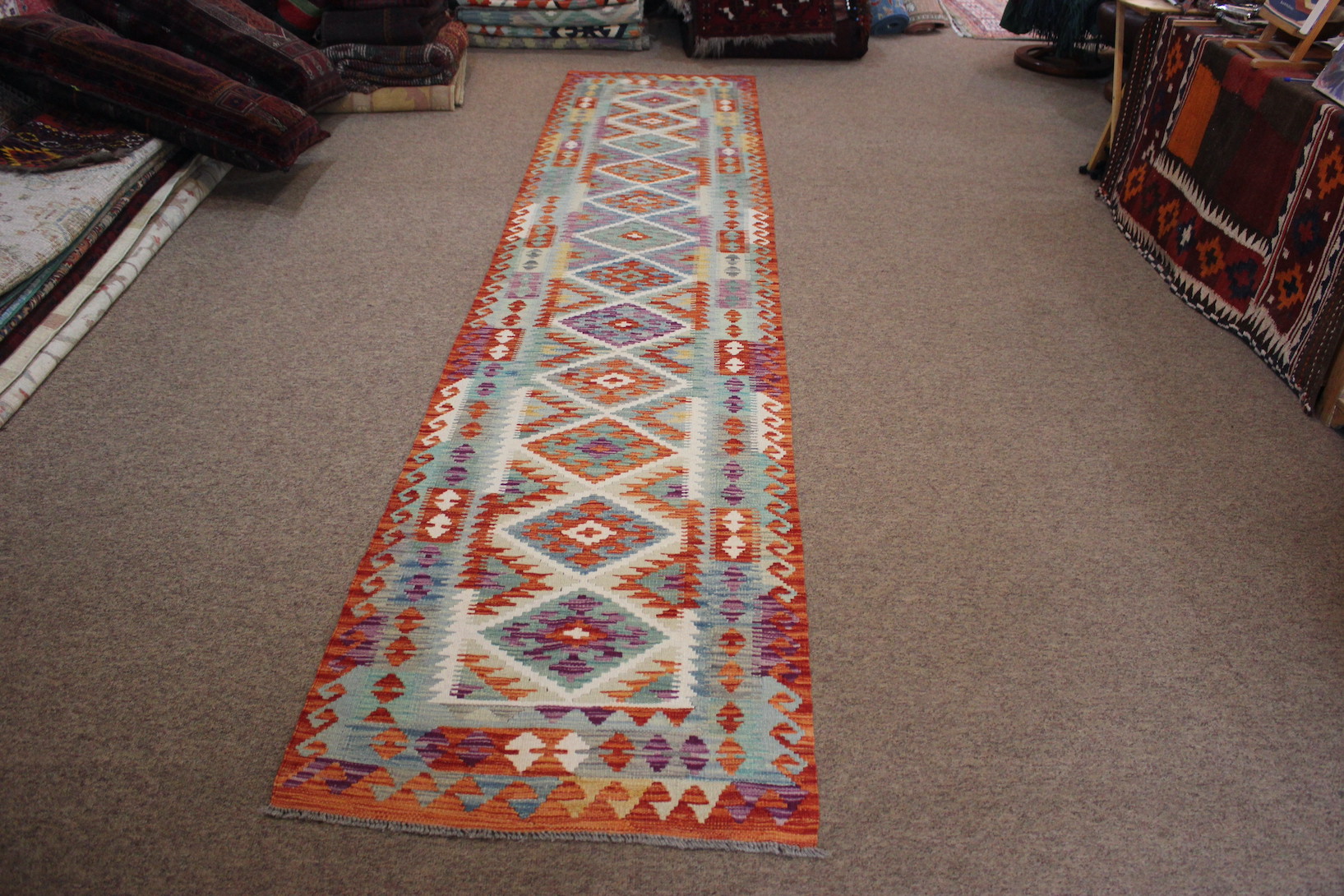 Extra Long Veg Dye Kilim Runner