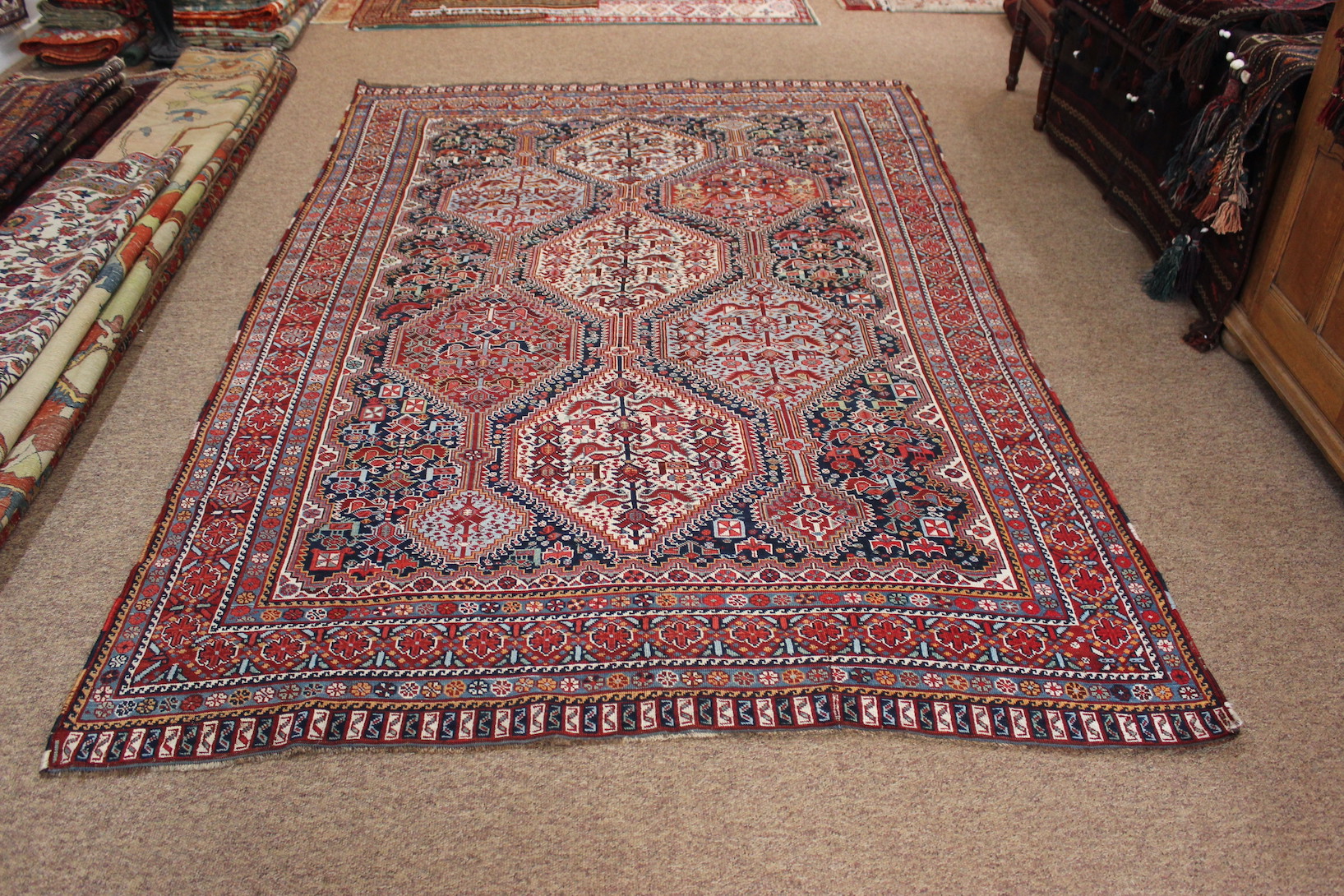 Antique Khamseh Chicken Rug
