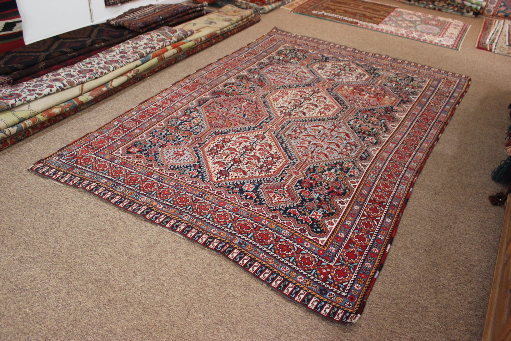 Antique Khamseh Chicken Rug - Image 4