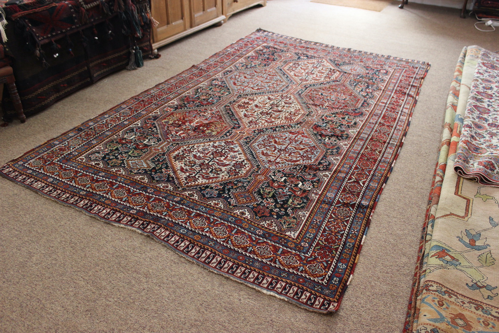 Antique Khamseh Chicken Rug - Image 3