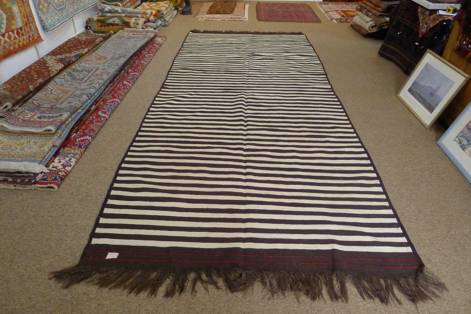 Vintage Hazara Striped Kilim